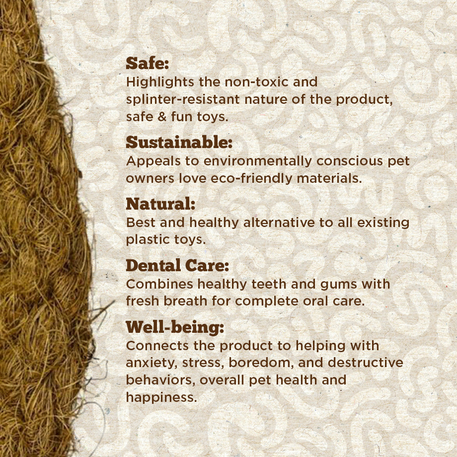 Coffee Wood & Coconut Rope Chew Toy for Dogs